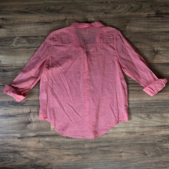 Joie Red Micro Gingham Tab Sleeve Blouse L - Picture 8 of 14